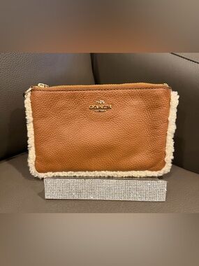 Coach Leather & Shearling Wristlet